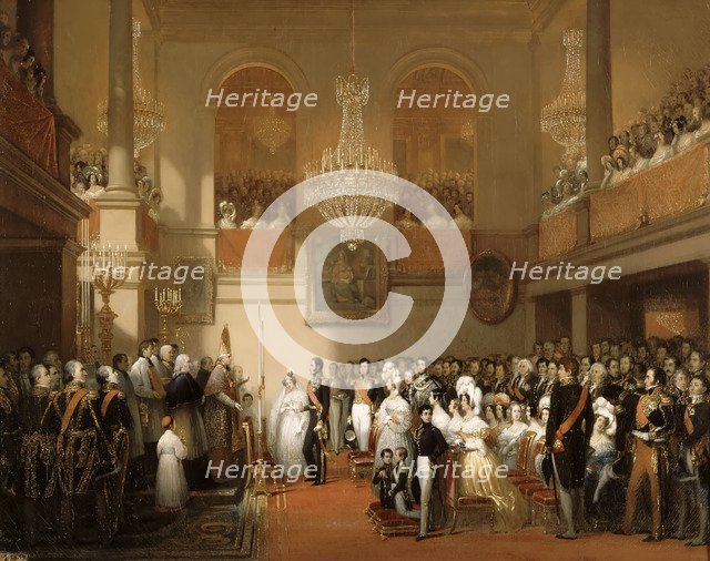 Marriage of Leopold I of the Belgians and Princess Louise of Orléans at the Château de Compiègne, Au Artist: Court, Joseph-Désiré (1797-1865)