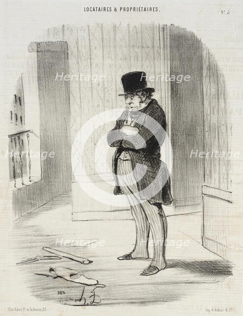 Déménagé !... et pour me payer trois termes... il me laisse..., 1847. Creator: Honore Daumier.