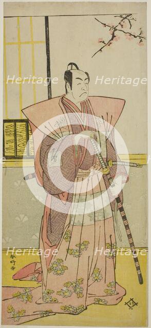 The Actor Ichikawa Omezo I as Koyurugi Motomenosuke (?) in the Play Haru no Nishiki..., c. 1790. Creator: Katsukawa Shunko.