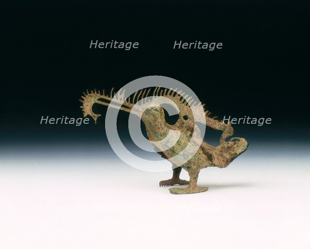 Bronze cormorant with a fish in its beak, Eastern Han dynasty, China, 25-220. Artist: Unknown