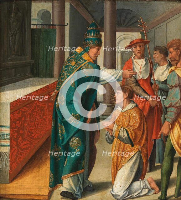 Saint Cyriacus refuses Idolatry (Cyriacus altar from St. Kunibert in Cologne), after 1532. Creator: Bruyn, Bartholomaeus (Barthel), the Elder (1493-1555).