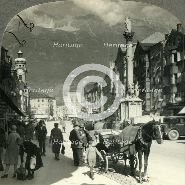 'Maria-Theresien Strasse and Pillar of St. Anne, Insbruck, Austria', c1930s. Creator: Unknown.