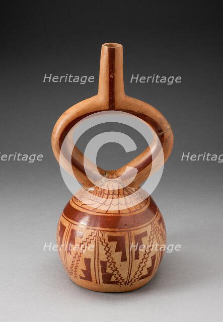 Stirrup Spout Vessel with Geometric Designs, 100 B.C./A.D. 500. Creator: Unknown.