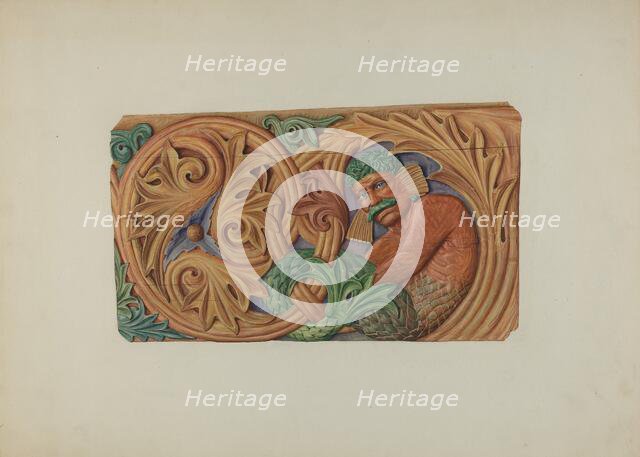 Ornamental Woodcarving - Stern Board?, c. 1940. Creator: Laura Bilodeau.