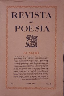 Cover of the 'Revista de Poesía' (Poetry magazine), bimonthly, director Marià Manent, Volume 1, N…