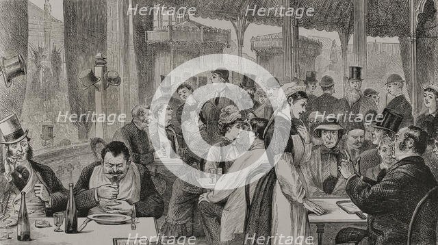 Interior of the "Bouillon Duval", in the Trocadero Park, Paris Exposition, 1878. Creator: Unknown.