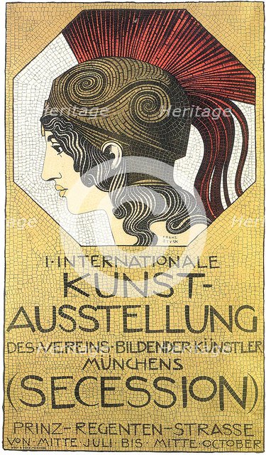 Plakat to the first international exhibition of art, Secession, 1893.  Creator: Stuck, Franz, Ritter von (1863-1928).