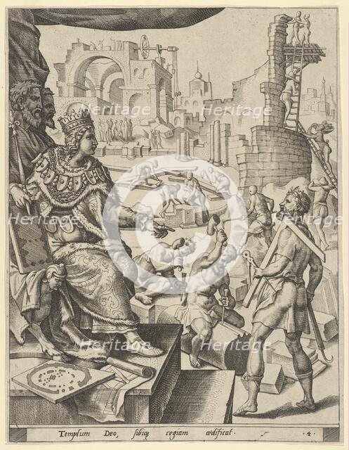 Solomon Building the Temple, from The Story of Solomon, 1554. Creator: After Maarten van Heemskerck.