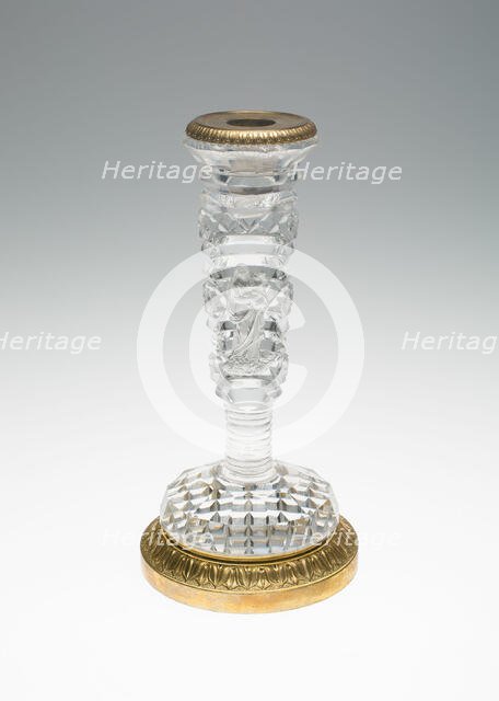 Candlestick with Madonna and Child, Bohemia, c. 1835/40. Creator: Bohemia Glass.