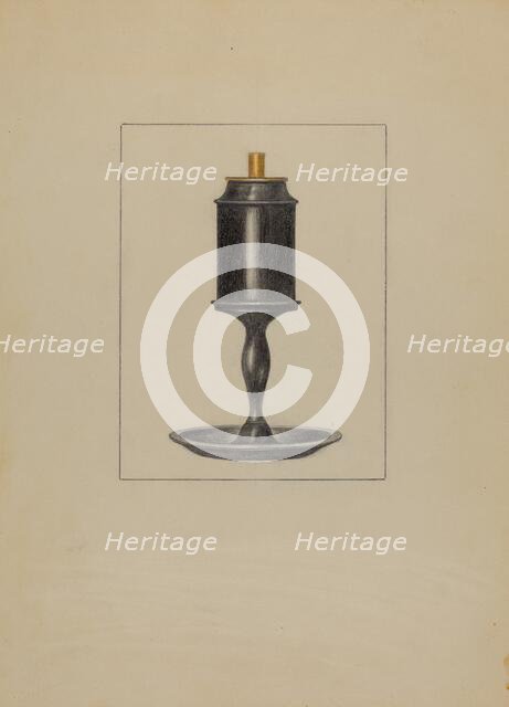 Pewter Lamp, c. 1936. Creator: Bessie Forman.