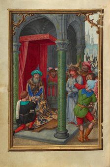 Pilate Washing his Hands; Prayer Book of Cardinal Albrecht of Brandenburg, about 1525-1530. Creator: Simon Bening.