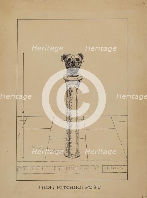 Cast Iron Hitching Post, 1935/1942. Creator: Lucien Verbeke.