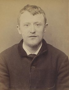Moucheraud. Pierre, Yves. 27 ans, né à Paris IVe. Imprimeur. Anarchiste. 4/3/94., 1894. Creator: Alphonse Bertillon.