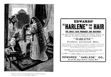 Advertisement for Edwards' "Harlene" for the hair, 1898. Creator: Unknown.