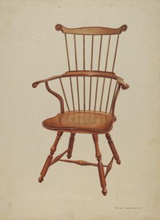 Windsor Comb-back Chair, c. 1939. Creator: Ernest A Towers Jr.