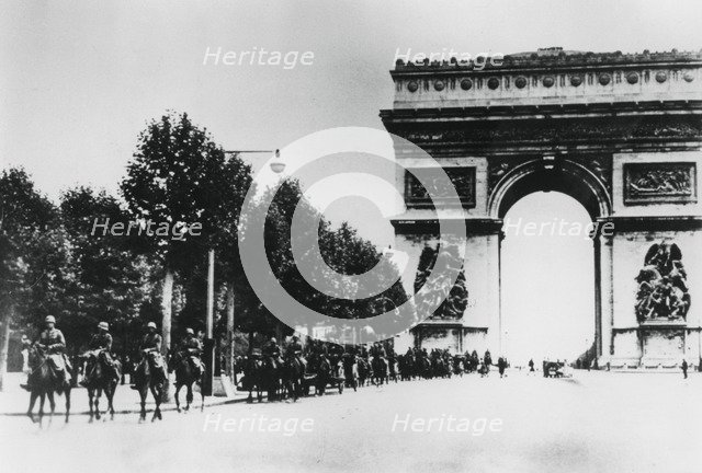 German soldiers marching through Paris, 14 June 1940. Artist: Unknown