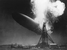 The 'Hindenburg', moments after catching fire, Lakehurst, New Jersey, 6 May 1937. Artist: Unknown