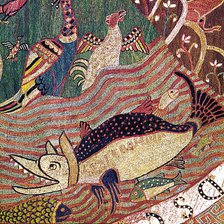 Tapestry of Creation, detail of the separation of land and water, 11th - 12th Century.