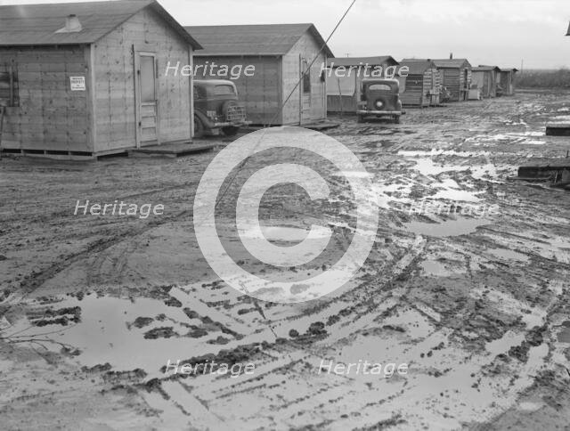 "Company" cotton pickers' camp after picking season, Buttonwillow, California , 1939. Creator: Dorothea Lange.