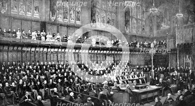 The House of Lords during the Home Rule Debate, 1893 (c1905). Artist: Unknown