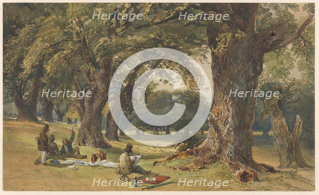 Landscape with four artists, 1830-1887. Creator: William Collingwood Smith.