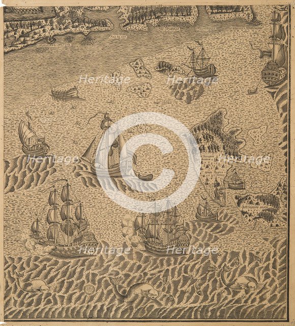 Peter the Great's Fleet at the Onega Bay, ca 1707. Artist: Anonymous  