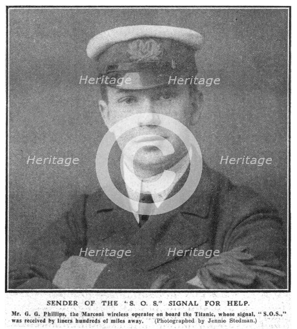 'Sender of the "S. O. S."' Signal for Help', (April 20), 1912. Creator: Unknown.