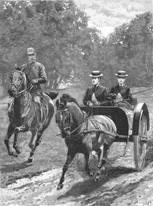 ''HRH Prince Christian riding with his Daughters in Windsor Park', 1891. Creator: John Charlton.