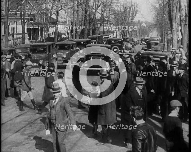 American Police Officers and Members of the Press on the Streets of New Jersey, 1930s. Creator: British Pathe Ltd.