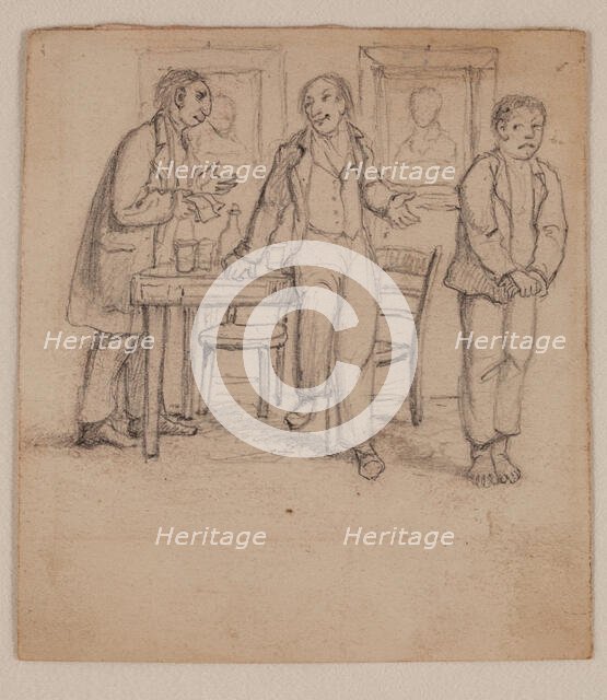 Three Men Standing, c1820-1865. Creator: David Claypoole Johnston.