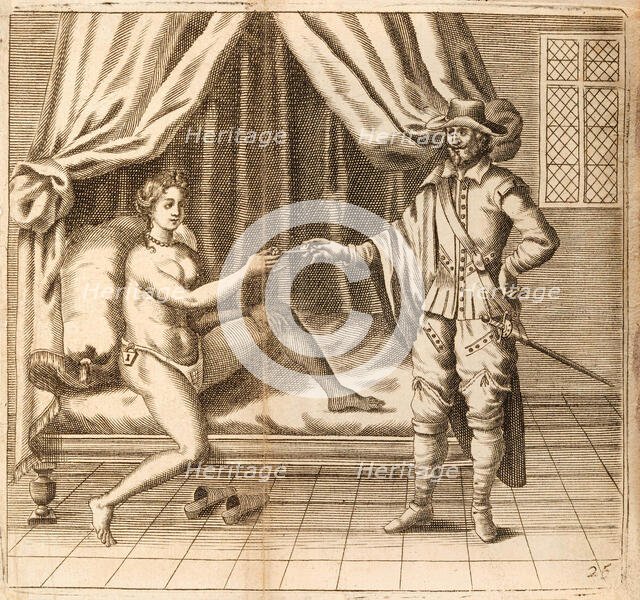 The Girdle of Chastity. From L'école des maris jaloux ou les fureurs de l'amour jalou..., 1698. Creator: Anonymous.