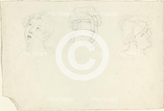 Head of Mary Magdalen and Two Saints (?). Creator: John Flaxman.
