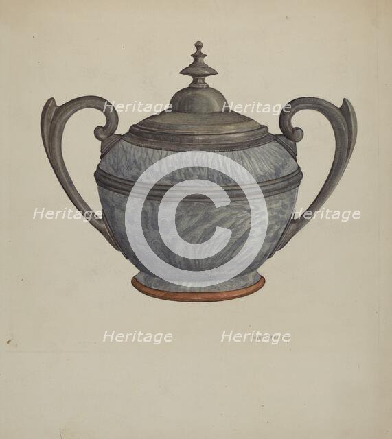 Pewter Sugar Bowl, c. 1937. Creator: Helen Bronson.