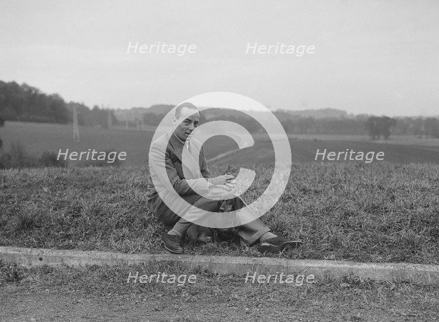 British racing driver Charles Mortimer and his pet dachshund, c1930s Artist: Bill Brunell.