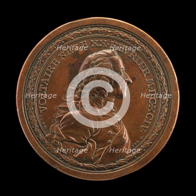 Voltaire, 1694-1778, Writer and Philosopher [obverse], 1770. Creator: Georg Christian Waechter.