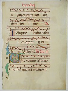 Manuscript Leaf with Initial V, from an Antiphonary, Italian, 15th century. Creator: Unknown.