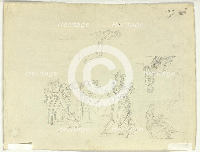 Sheet of Sketches: Crowd and Individual Figures, n.d. Creator: Pierre Antoine Mongin.