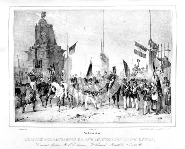 'Arrival of the Patriots of Rouen, Elbeut and Le Havre', Paris, 30th July 1830. Artist: Unknown