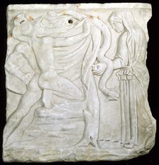 Jason and Medea (Relief of a sarcophagus). Creator: Art of Ancient Rome, Classical sculpture  .