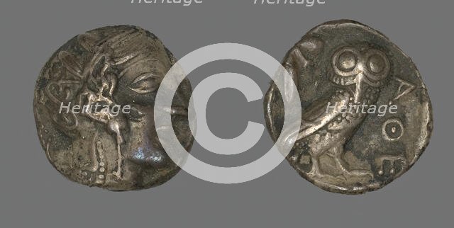 Tetradrachm (Coin) Depicting the Goddess Athena, 490-322 BCE. Creator: Unknown.