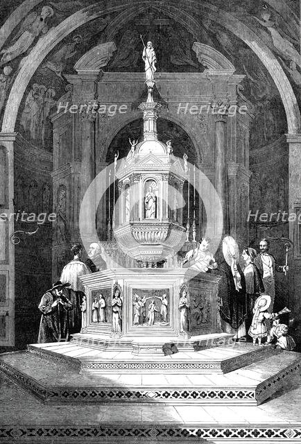 The Font in the Baptistery of Sienna Cathedral, 1860. Creator: Unknown.