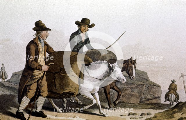 Wool merchant taking 'pieces' of cloth to the Cloth Hall at Leeds for sale, 1814. Artist: Unknown