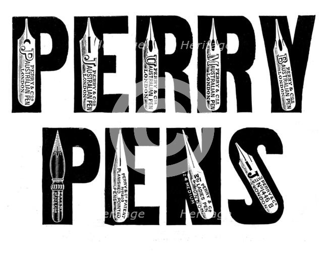 Advertisement for Perry Pens, 1895. Creator: Unknown.