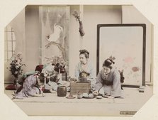 Japanese women during tea ceremony, Between 1870 and 1890. Creator: Anonymous.