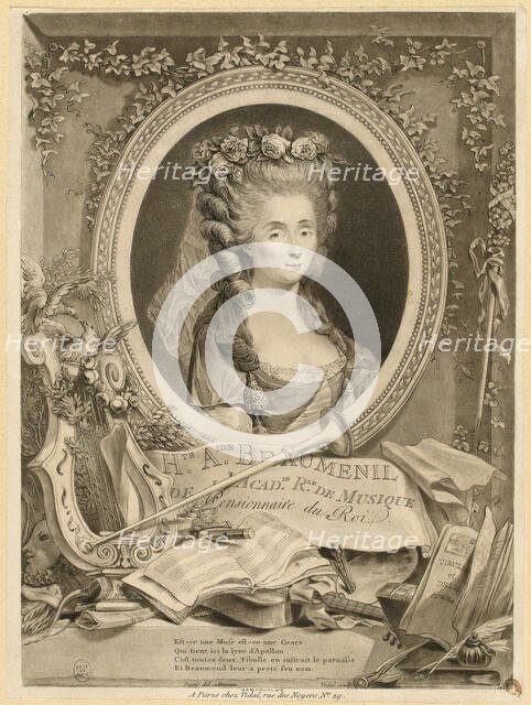 Portrait of the opera singer and composer Mademoiselle Beaumesnil, 2nd Half of the 18th cen. Creator: Vidal, Gérard (1742-1801).