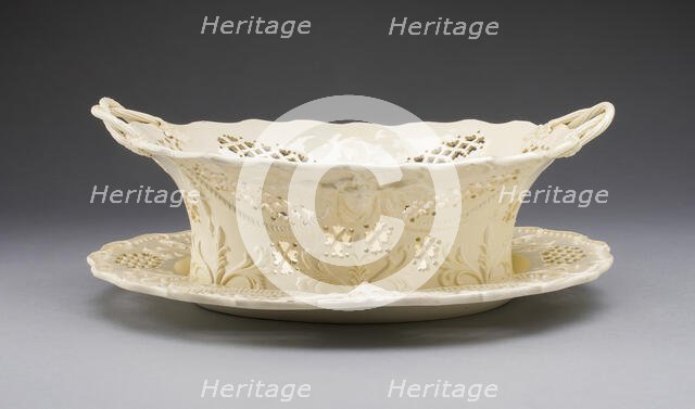 Fruit Basket and Stand, Yorkshire, 1780/1800. Creator: Leeds Pottery.
