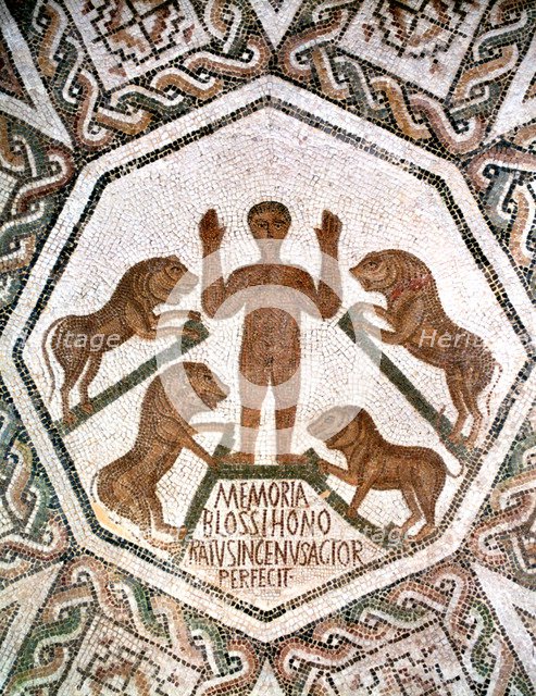 Daniel in the lions' den, Roman mosaic from Bordj El Loudi, Tunisia, 5th Century AD. Artist: Unknown