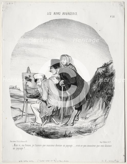 The Good Bourgeois, Plate 23: "But yes, my dear, I assure you that this gentleman is drawing..., 184 Creator: Honoré Daumier (French, 1808-1879).