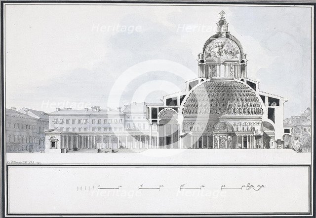 The Kazan Cathedral in Saint Petersburg, 1800. Artist: Thomas de Thomon, Jean François (1754-1813)