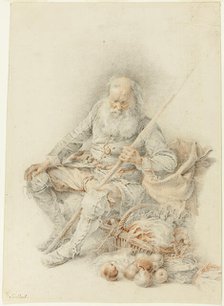 Old Man with a Basket of Fruit and Vegetables, 18th century. Creator: Jacques Andre Portail.
